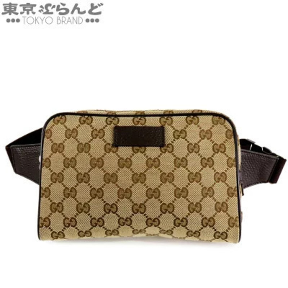 Gucci Bum Bag GG Canvas Leather Waist Body Brown Beige